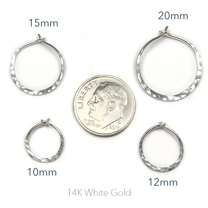 PreStyled Sets Hoops By Hand 14K White Gold Hammered Mini Hoops 20mm PreStyled Sets Hoops By Hand 14K White Gold Hammered Mini Hoops 20mm
