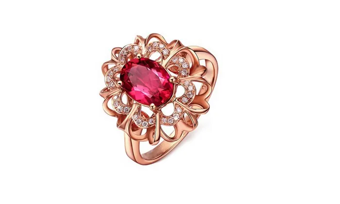 Red CZ Stone Flower Design Rings for Women 678 sparklingselections Earrings