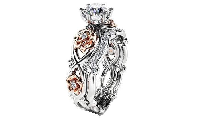 Rings 2Pcs Women Infinity Love Rose Flower Ring sparklingselections