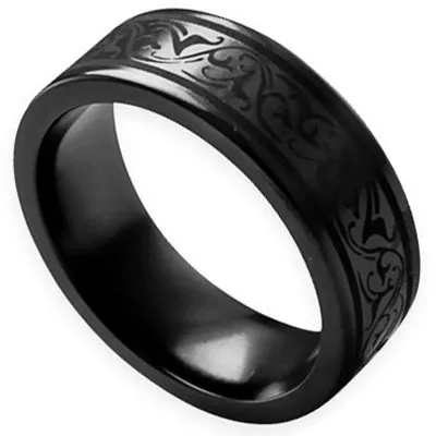 Rings Edward Mirell Edward Mirell Mens Black Titanium Ring EMR126