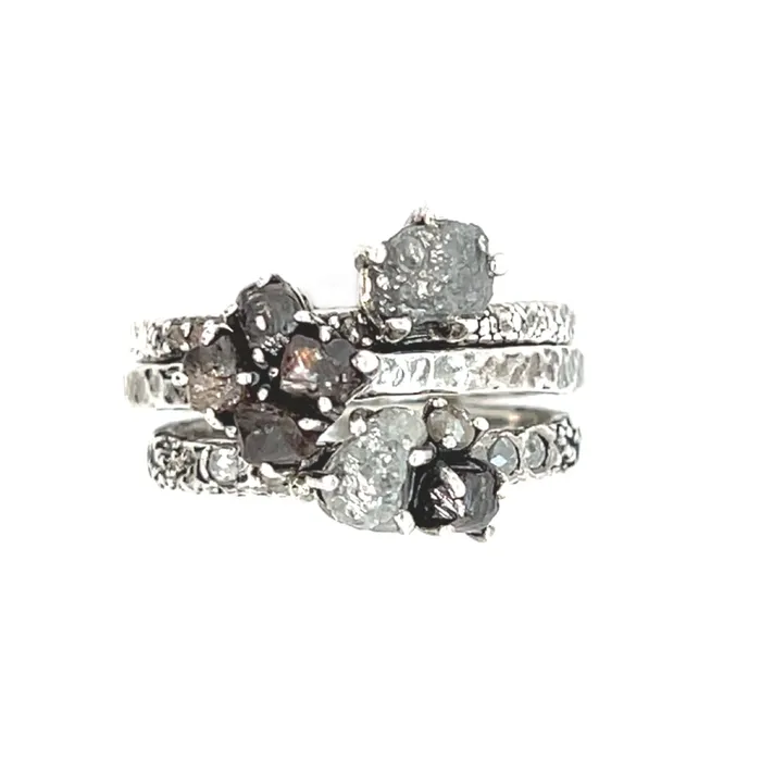 Rings Emily Amey Jewelry Raw Diamond Kindling stacking ring number 2 in Sterling silver