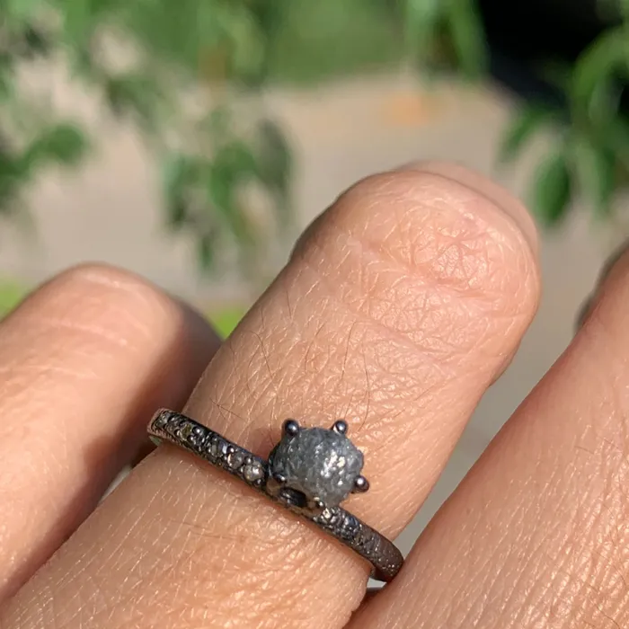 Rings Emily Amey Jewelry Raw Diamond Kindling stacking ring number 2 in Sterling silver