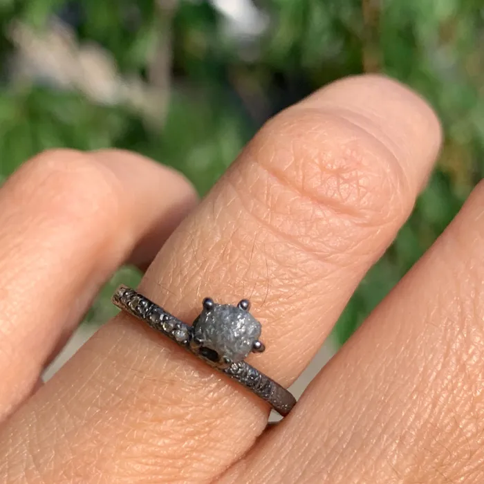 Rings Emily Amey Jewelry Raw Diamond Kindling stacking ring number 2 in Sterling silver