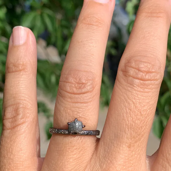 Rings Emily Amey Jewelry Raw Diamond Kindling stacking ring number 2 in Sterling silver