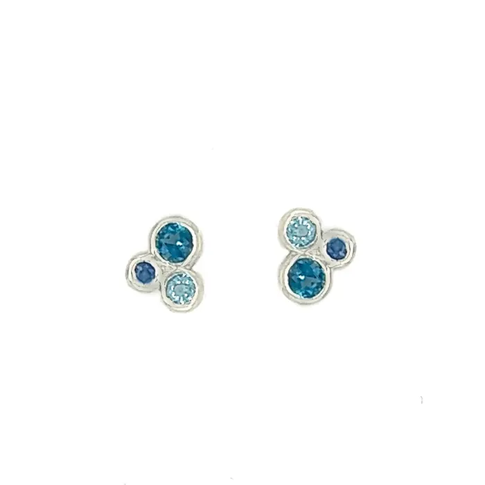 Rings Emily Amey Jewelry Sterling Silver Sapphire and Topaz Bubble cluster Studs Rings Emily Amey Jewelry Sterling Silver Sapphire and Topaz Bubble cluster Studs