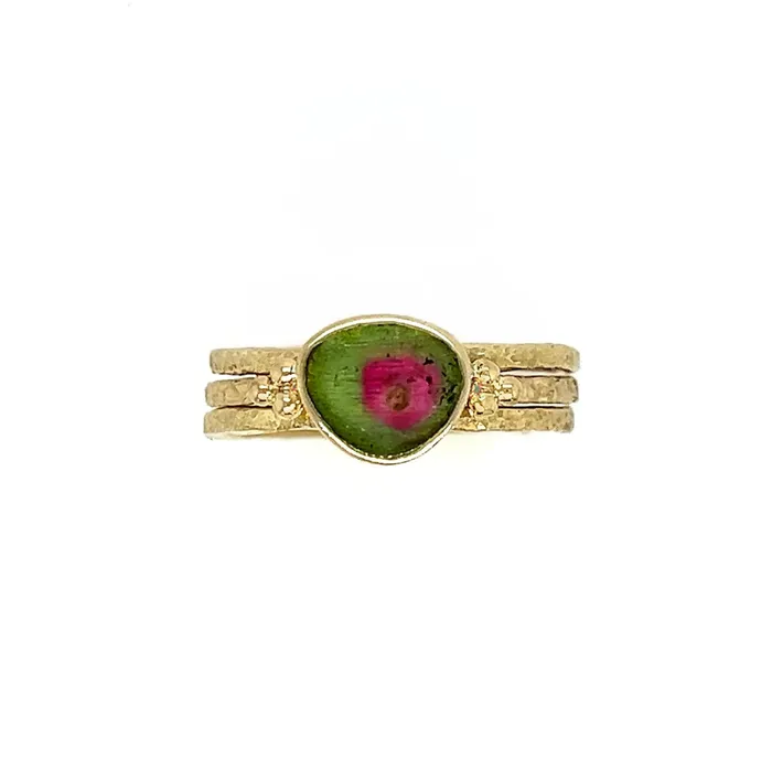 Rings Emily Amey Jewelry Watermelon Tourmaline Stacking ring in 14k Gold 2