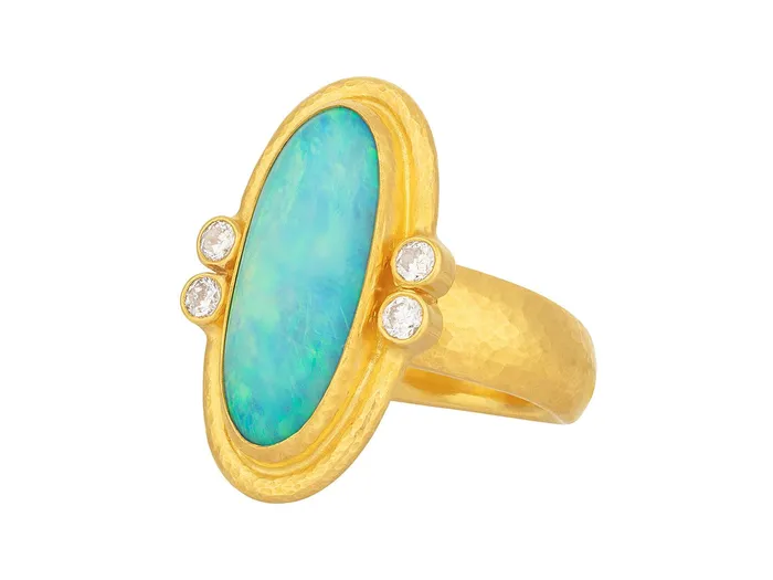 Rings GG GOLD OOAK GURHAN Muse Gold Opal Cocktail Ring 23x10mm Oval set in Wide Frame Rings GG GOLD OOAK GURHAN Muse Gold Opal Cocktail Ring 23x10mm Oval set in Wide Frame