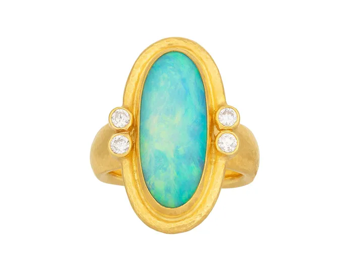 Rings GG GOLD OOAK GURHAN Muse Gold Opal Cocktail Ring 23x10mm Oval set in Wide Frame Rings GG GOLD OOAK GURHAN Muse Gold Opal Cocktail Ring 23x10mm Oval set in Wide Frame