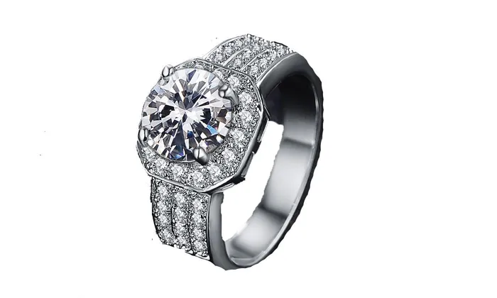 Rings Platinium Clear Cubic Zircon Classic Ring For Women sparklingselections Rings Platinium Clear Cubic Zircon Classic Ring For Women sparklingselections