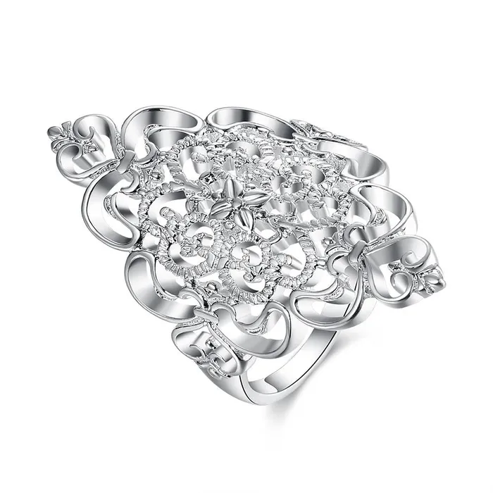 Rings Silver Plated Big Flower Shape Never FadeRing 78 sparklingselections