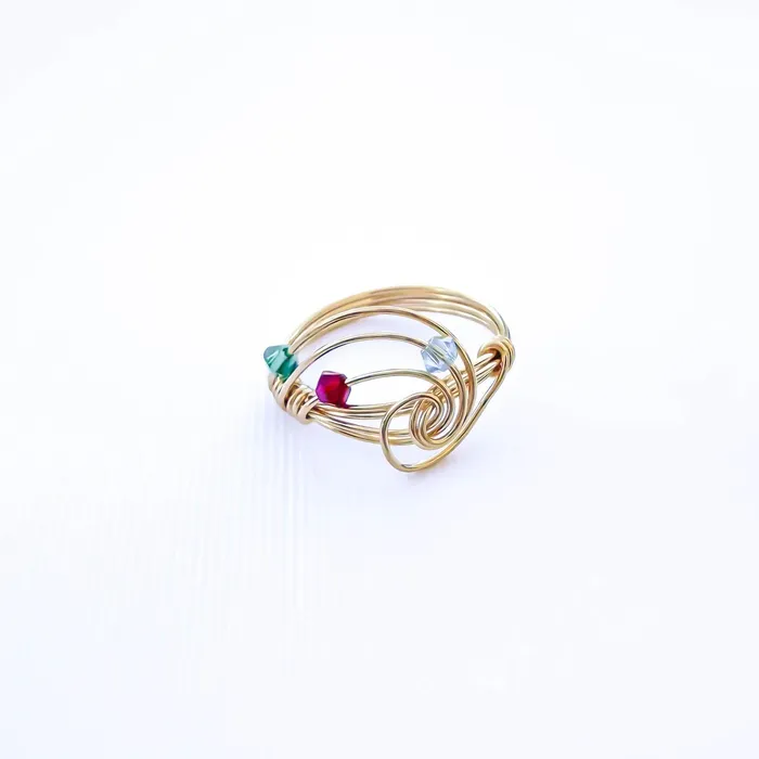 Rings SIZE 6 Spinning Bead Swirl Ring 14K Gold Filled Hoops By Hand