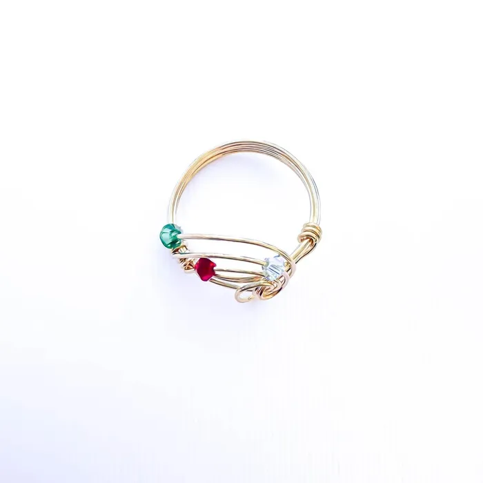 Rings SIZE 6 Spinning Bead Swirl Ring 14K Gold Filled Hoops By Hand