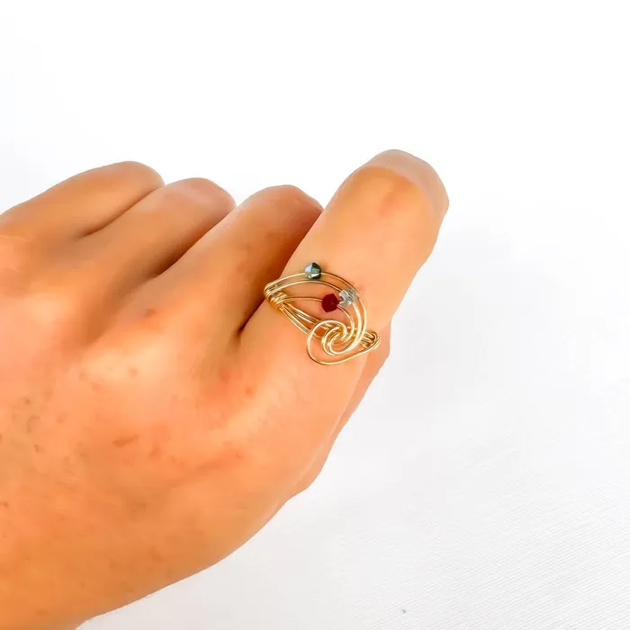 Rings SIZE 6 Spinning Bead Swirl Ring 14K Gold Filled Hoops By Hand
