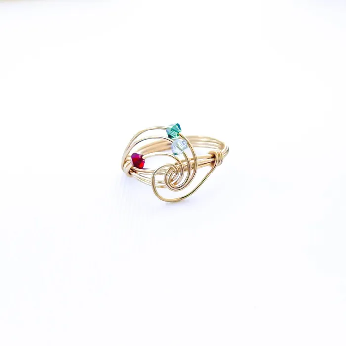 Rings SIZE 6 Spinning Bead Swirl Ring 14K Gold Filled Hoops By Hand