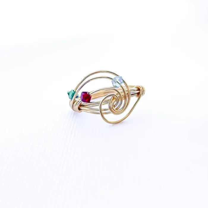Rings SIZE 6 Spinning Bead Swirl Ring 14K Gold Filled Hoops By Hand