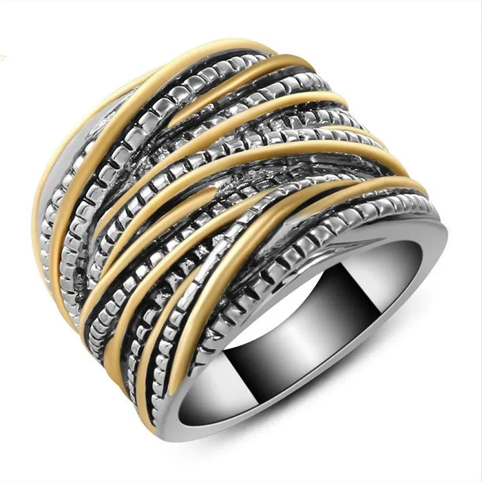 Rings Sparkling Selections Intertwined Crossover 2 Tone Statement Ring for Women Men Gold and Silver Plated 18mm Rings Sparkling Selections Intertwined Crossover 2 Tone Statement Ring for Women Men Gold and Silver Plated 18mm