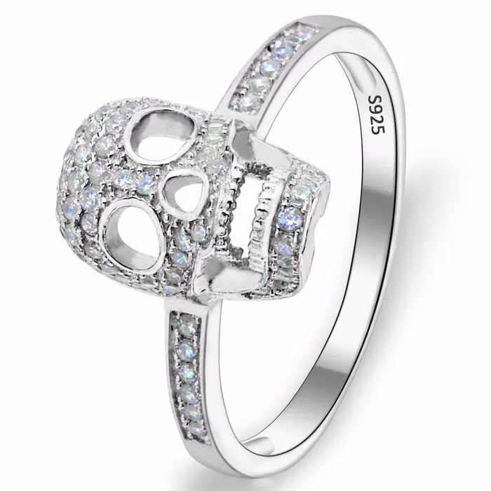 Rings sparklingselections Women Silver Skull Bone Skeleton Ring Cubic Zircon Ring For Halloween Party Rings sparklingselections Women Silver Skull Bone Skeleton Ring Cubic Zircon Ring For Halloween Party