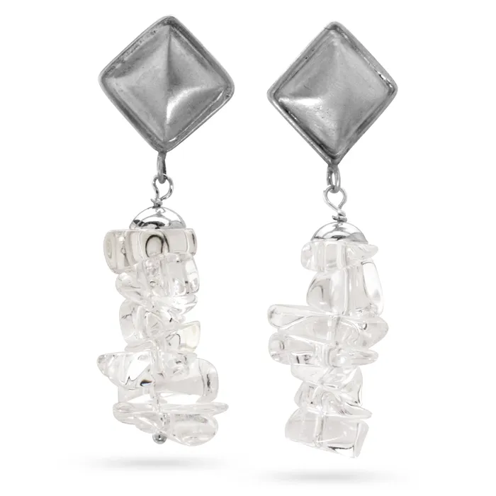 Rock Crystal Matte Diamond Post Earrings Elisa Ilana Earrings