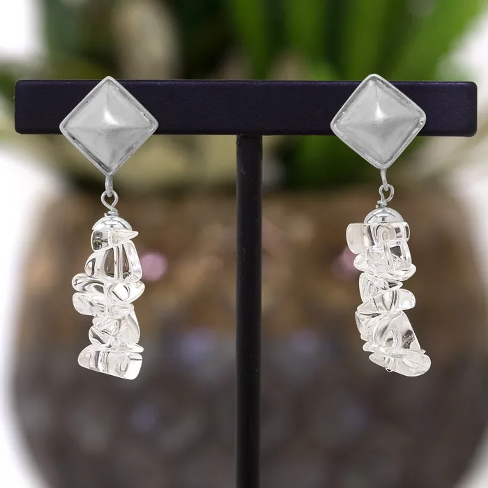 Rock Crystal Matte Diamond Post Earrings Elisa Ilana Earrings