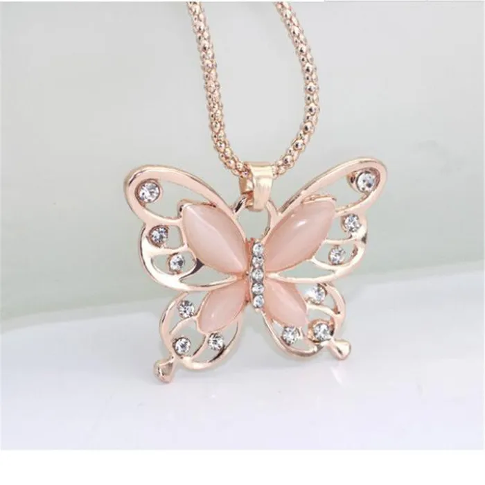 Rose Gold Opal Butterfly Pendant Necklace for Women sparklingselections Necklaces Rose Gold Opal Butterfly Pendant Necklace for Women sparklingselections Necklaces