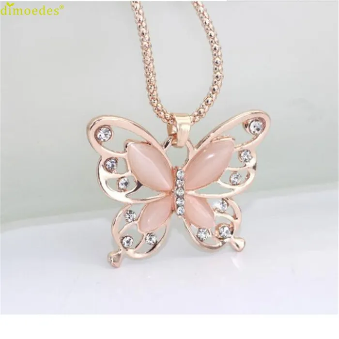 Rose Gold Opal Butterfly Pendant Necklace for Women sparklingselections Necklaces