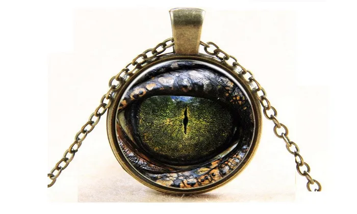 Silver Plated Realistic Dragon Eye Pendant Necklace sparklingselections Necklaces Silver Plated Realistic Dragon Eye Pendant Necklace sparklingselections Necklaces