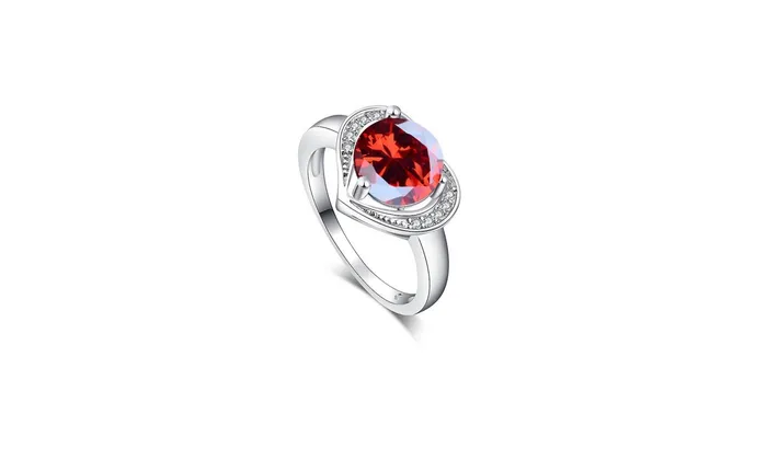Silver Red Heart Cubic Zirconia Classic Ring for Women sparklingselections Rings Silver Red Heart Cubic Zirconia Classic Ring for Women sparklingselections Rings