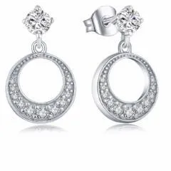 Silver Round Long Drop Earring sparklingselections Earrings