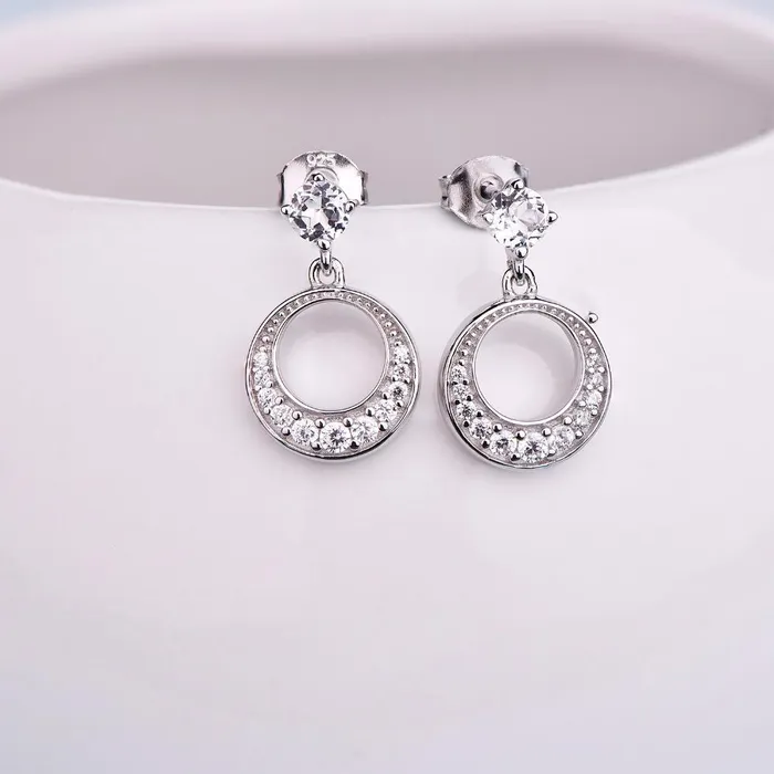 Silver Round Long Drop Earring sparklingselections Earrings Silver Round Long Drop Earring sparklingselections Earrings