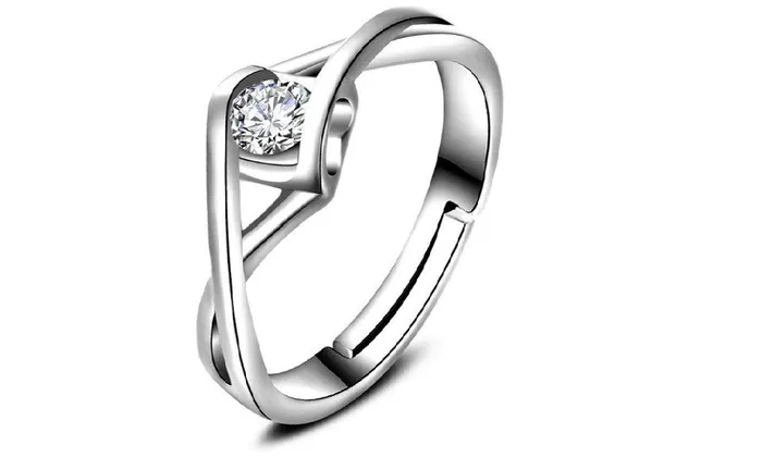 Silver White Zircon Elegant Ring For Women Adjustable sparklingselections Rings Silver White Zircon Elegant Ring For Women Adjustable sparklingselections Rings