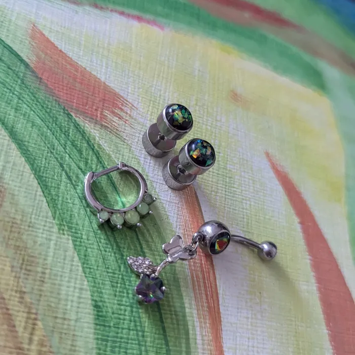 Siren Body Jewelry Rings Elevate Your Body Jewelry Collection with This Stunning Green Set Belly Ring Fake Plugs Septum Clicker in 316L Stainless Steel