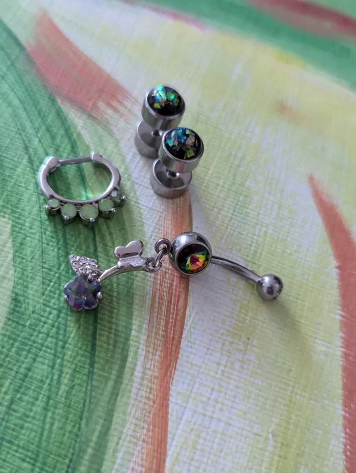 Siren Body Jewelry Rings Elevate Your Body Jewelry Collection with This Stunning Green Set Belly Ring Fake Plugs Septum Clicker in 316L Stainless Steel