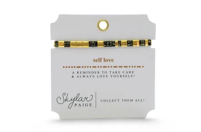 Skylar Paige Self Love Tila Optimistic Onyx Morse Code Bracelet Bracelets