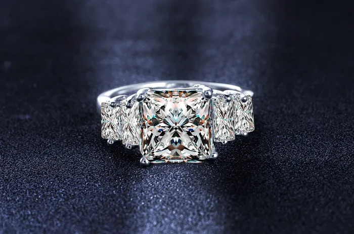 Sparkling Selection White Gold Plated Rectangle Cut Luxurious CZ Zircon Ring678 Rings Sparkling Selection White Gold Plated Rectangle Cut Luxurious CZ Zircon Ring678 Rings