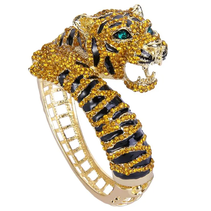 sparklingselections Bracelets Gold Tone Brown Tiger Rhinestone Bracelet For Women sparklingselections Bracelets Gold Tone Brown Tiger Rhinestone Bracelet For Women