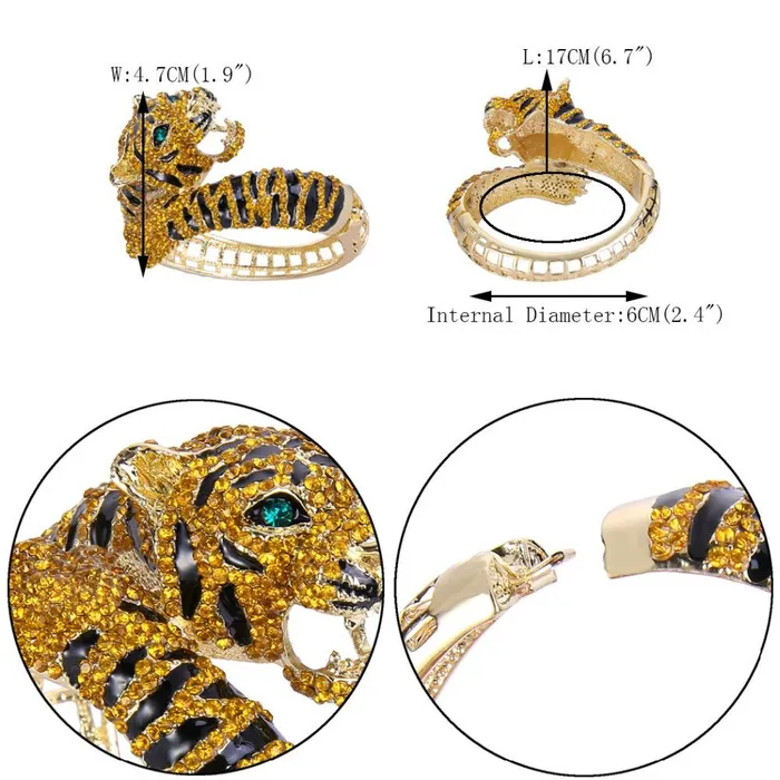 sparklingselections Bracelets Gold Tone Brown Tiger Rhinestone Bracelet For Women