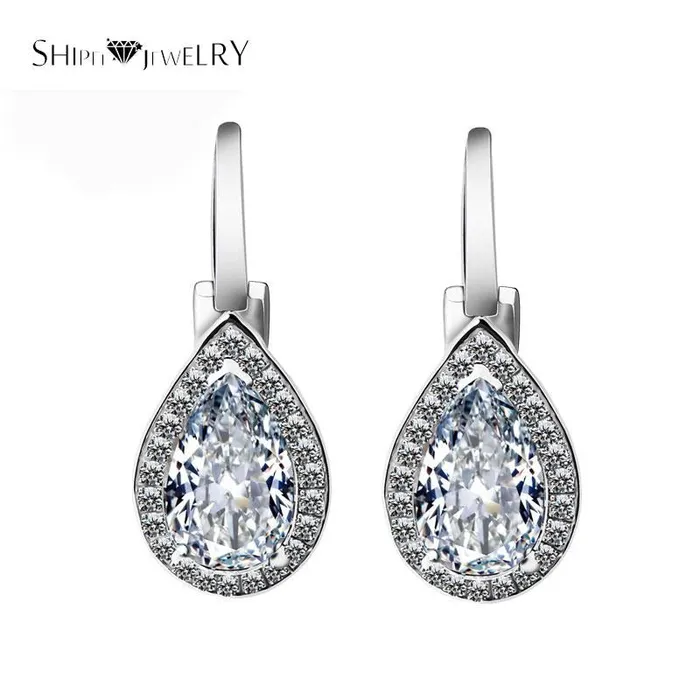 sparklingselections Earrings Round Brilliant Crystal Hook Earrings