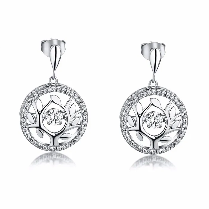 sparklingselections Earrings Sterling Silver Round Tree Shape Beautiful Earrings sparklingselections Earrings Sterling Silver Round Tree Shape Beautiful Earrings