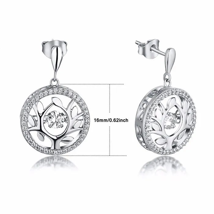 sparklingselections Earrings Sterling Silver Round Tree Shape Beautiful Earrings sparklingselections Earrings Sterling Silver Round Tree Shape Beautiful Earrings