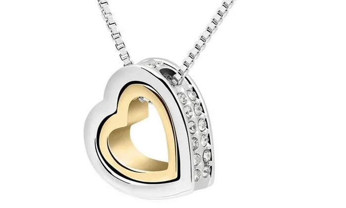 sparklingselections Gold Plated Crystal Float Floating Pendant Necklace Necklaces sparklingselections Gold Plated Crystal Float Floating Pendant Necklace Necklaces
