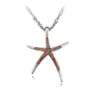 sparklingselections Necklaces Cute Fire Opal Star Pendant Necklace for Women
