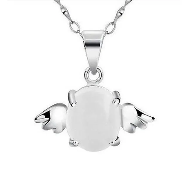 sparklingselections Necklaces Fashion Angel Wings Natural Stone Pendant Necklaces sparklingselections Necklaces Fashion Angel Wings Natural Stone Pendant Necklaces
