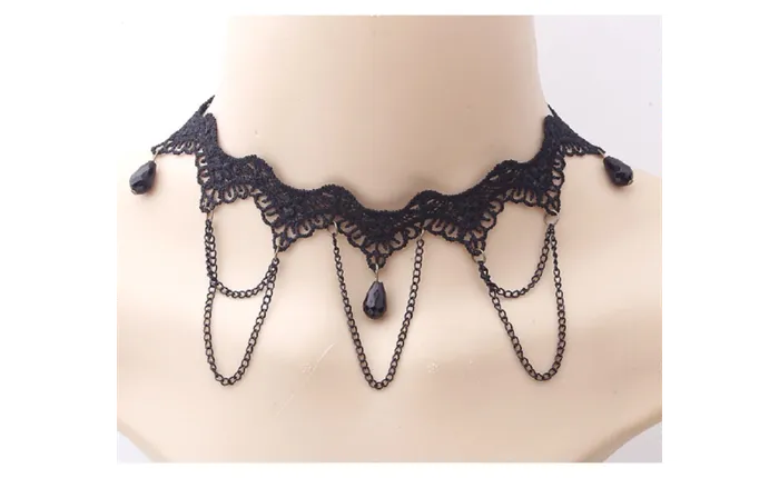 sparklingselections Necklaces Fashion Gothic Victorian Crystal Tassel Tattoo Choker Pendant Necklace sparklingselections Necklaces Fashion Gothic Victorian Crystal Tassel Tattoo Choker Pendant Necklace