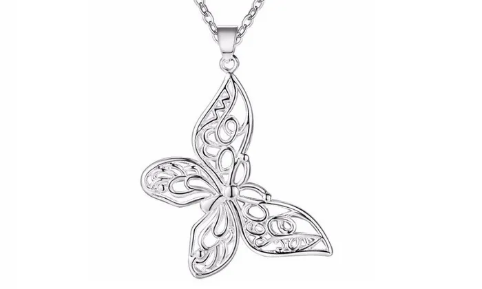 sparklingselections Necklaces Fashion Silver Plated Butterfly Shape Pendant Necklace Jewelry for Women sparklingselections Necklaces Fashion Silver Plated Butterfly Shape Pendant Necklace Jewelry for Women