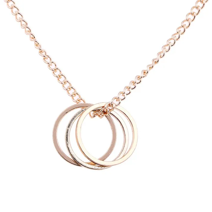 sparklingselections Necklaces Gold Color Silver Three Circle Pendant Necklace sparklingselections Necklaces Gold Color Silver Three Circle Pendant Necklace