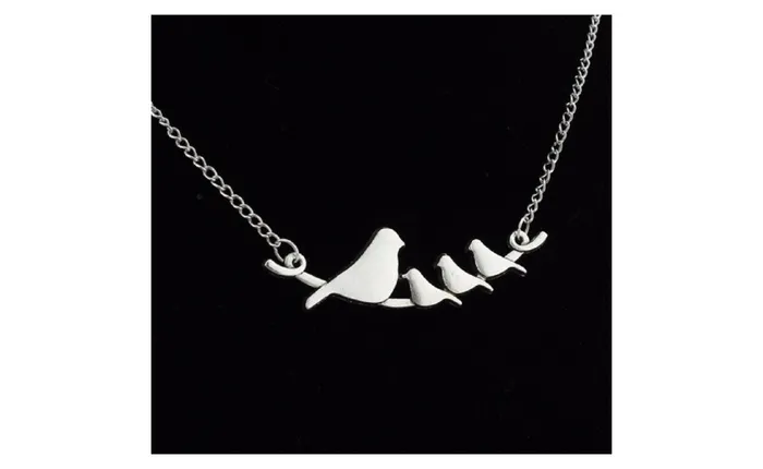 sparklingselections Necklaces New Women Vintage Silver Plated Birds Pendant Long Necklace sparklingselections Necklaces New Women Vintage Silver Plated Birds Pendant Long Necklace
