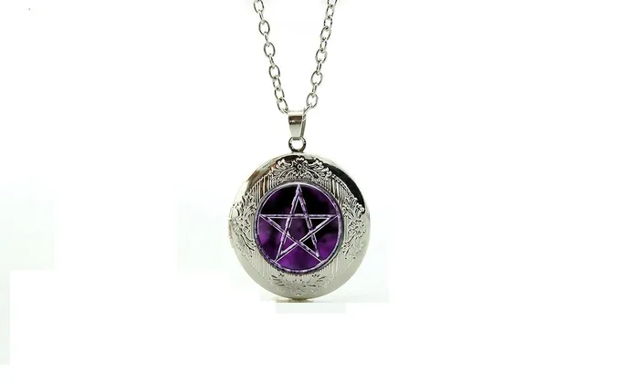 sparklingselections Necklaces Purple Pentagram Wicca Pendant Necklace