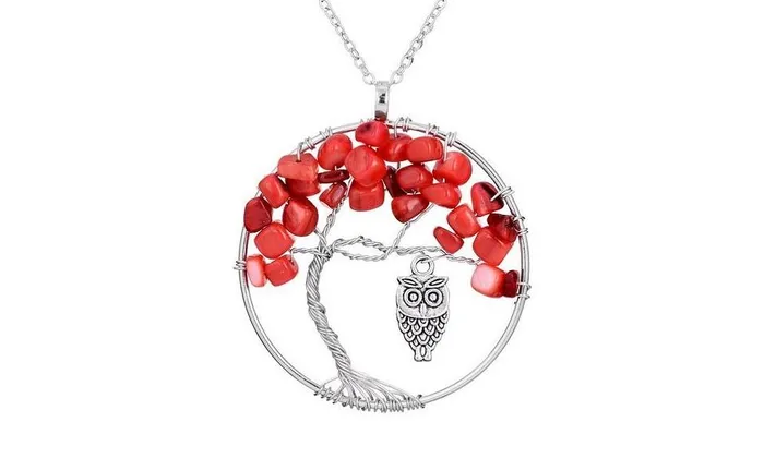 sparklingselections Necklaces Tree Of Life Quartz Pendant Necklace
