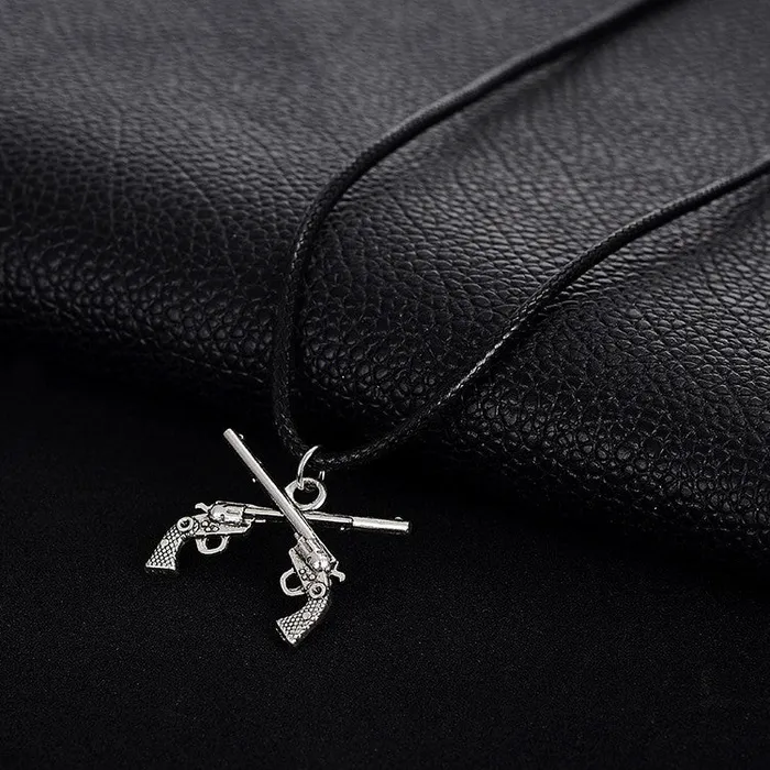 sparklingselections Necklaces Trendy Male Double Guns Statement Necklace For Men