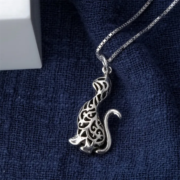sparklingselections Necklaces Women Silver Cat Necklace Pendant Chain For Halloween Party